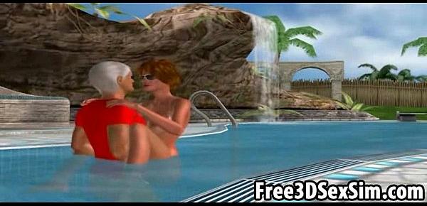  Foxy 3D cartoon hottie sucking and fucking in the pool